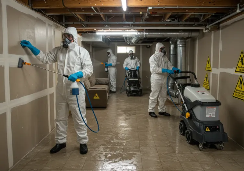 Basement Moisture Removal and Structural Drying process in Oakboro, NC